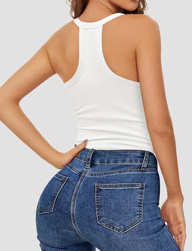 Workout Tank Tops for Women V Neck Racerback Tank Tops Ribbed Knit Camisole Top Slim Fit Basic Yoga Sleeveless Tops3
