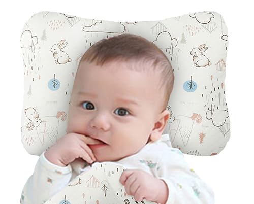 Image of Baby Pillow for Newborn Breathable 3D Air Mesh 100% Organic Bamboo Cotton, Protection for Flat Head Syndrome Bamboo Bunny