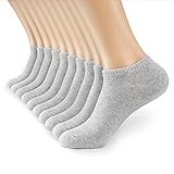 MONFOOT Men's/Women's 10 Pairs Thin Cotton Low Cut Ankle Socks, Grey Medium Multipack