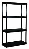 Gracious Living 14' x 32' x 54.5' 4-Shelf Tier Resin Multi-Purpose Medium Duty Indoor Garage Storage Organizer Shelves, Black