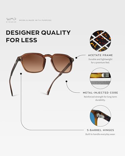 Image of WearMe Pro Men's Polarized Square Sunglasses - Wide Fit, Retro Style, UV400, Lightweight Frame for Driving & Daily Wear