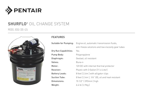 PENTAIR SHURFLO 8050-305-426 Oil Change Winterizing System, Liquid Transfer, Self-Priming Pump for RV & Marine, 8' Cable, Battery Clips & Host Kit Included by SHURFLO - Used condition - US$177.64
