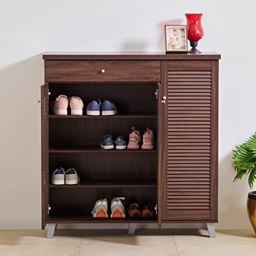 Image of Home Centre Lewis NXT 26 Pairs Shoe Cabinet with Drawer - Brown