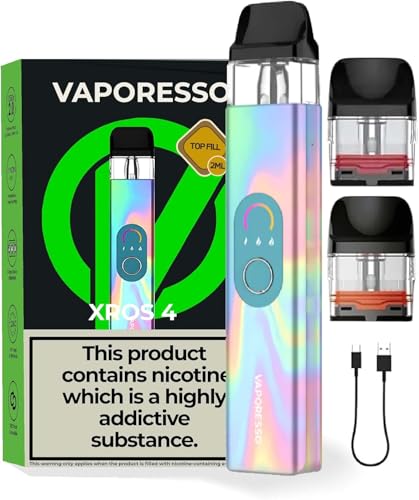 Vaporesso XROS 4 Kit Advanced Rechargeable Vape Starter Kit with XROS Pods | Sleek Portable & Refillable for Smooth Vaping | Compatible with Vaporesso XROS 4 Pods & Nano Variants | No Nicotine