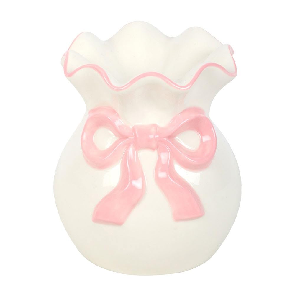 Something Different White/Pink And Bow Oil Burner - Elegant Coquette Style Home Fragrance Accessory
