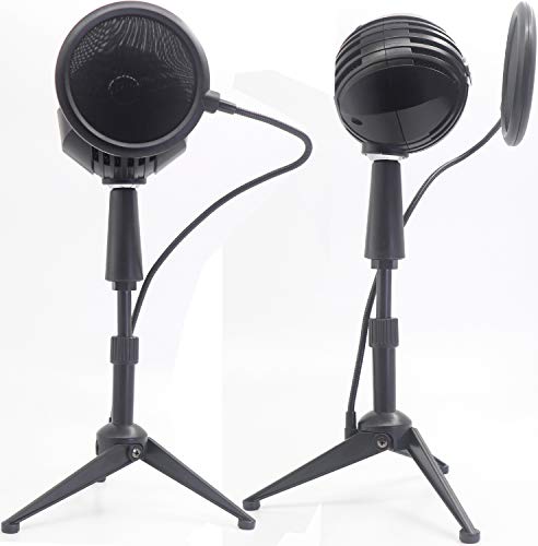 Desktop Microphone Tripod Suspension Stand With Shock Mount Anti-Vibration Mic Holder And 4" Round Mask Shield Double-Net Wind Screen Pop Filter (Large, Black) #TOP1