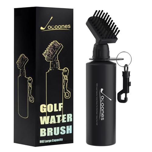 Joooones Golf Brush with Water Squeeze Bottle Hard to Crack Handle Large Capacity Softer Nylon Bristles Solid Clip Easy to Use (8oz Capacity) Golf Club Brush Golf Water Brush
