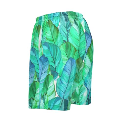 Palm Green Leaf Pajama Shorts for Men Lounge Pants Sleep Lounge Pant Men Pajama Shorts with Pockets, S-XXL3