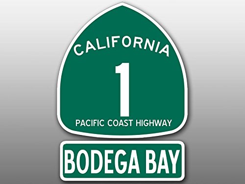 PCH 1 and Bodega Bay Sign Shaped Sticker (Highway ca rv Beach Road Historic Drive Coast California Vinyl Decal for car Window or Laptop (3 x 4 inch)