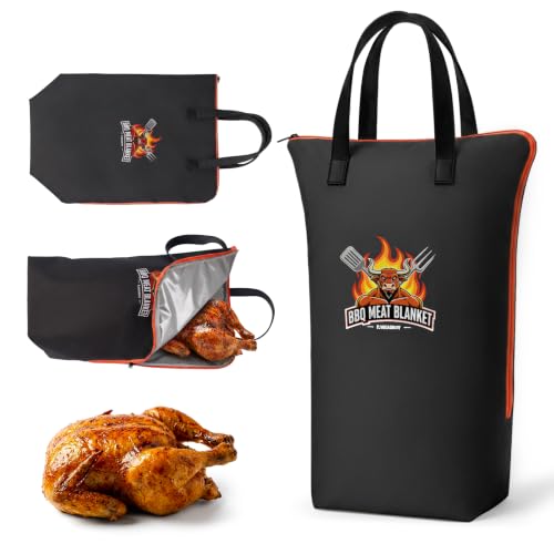 AWEASROY 21 Inch BBQ Blanket for Resting Meat, 5-Layer Insulated Thermal Bag for Brisket Pork Shoulder Turkey, Waterproof Oil-Proof Liner, Large Capacity Smoker Accessories for Camping(Black) by AWEASROY - Used condition - US$8.99