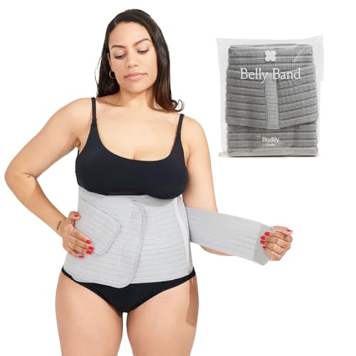 Image of Bodily Belly Band | Compression Belly Wrap for Postpartum Recovery and C-Section Abdominal Support | Grey | One Size