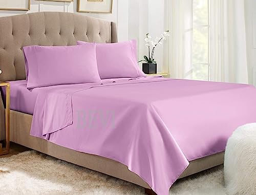 Image of BEVI - Home Premium Solid Plain Double Bedsheet with 2 Pillow Covers 300 TC Microfiber for Double Bed | Size (90 inch x 95 inch) Pink