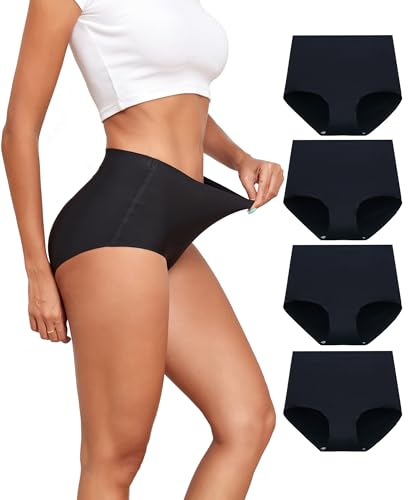 Seamless High Waist Underwear for Women No Show Panties Invisible Briefs Full Coverage Womens Underwear Pack