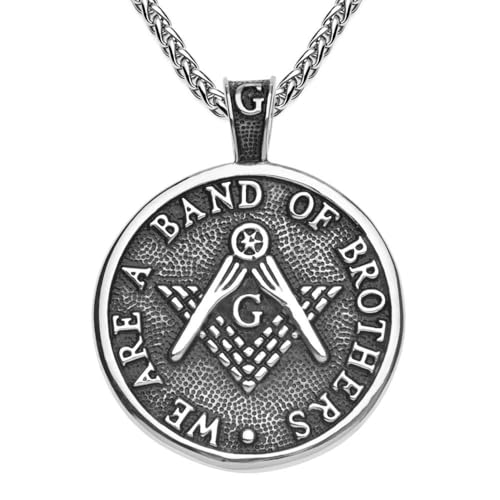 Stainless Steel Mens Freemason Masonic Pendant Necklace