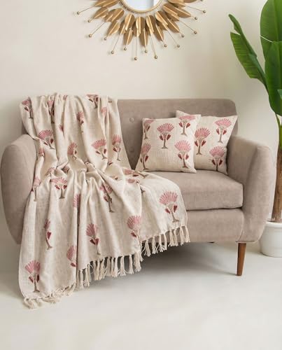 DMAASA 100% Cotton Sofa Throw Blanket with 2 pcs Cushion Covers