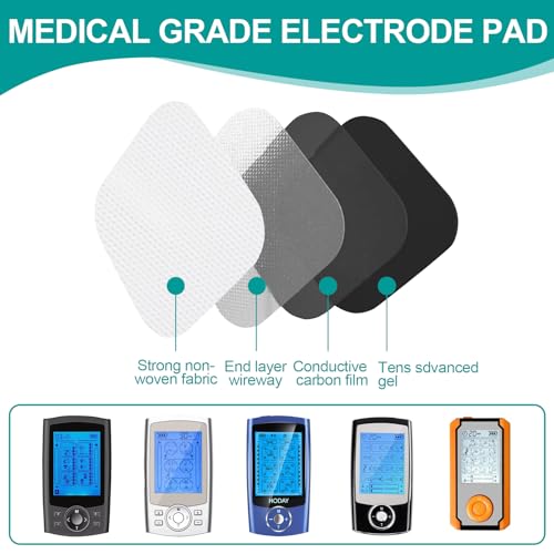 Jognee TENS EMS Elektroden Pads, Superweiches 5 x 5 cm großes TENS-EMS-Gerät, wiederverwendbar zur Linderung von Muskel,Rücken und Gelenkschmerzen (20 Stück)