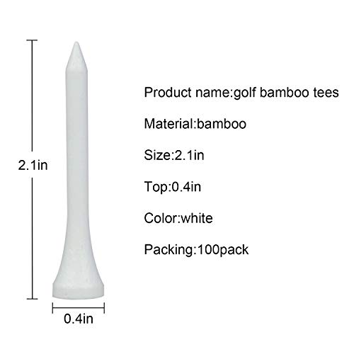 MYKUJA Golf Tees Professional Bamboo Golf Tees Pack of 100, White Golfing Tees 2-1/8 inch, Short Tees Golf Bulk (White Golf Tees 54mm) - Thumbnail 4