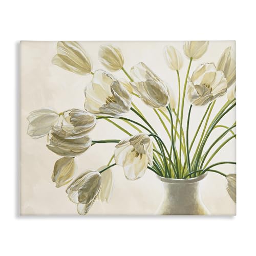 Image of Stupell Industries 'Tranquil White Tulip Bouquet'| Canvas Art | Stupell Industries | 20 x 16 Inches, Easy to Hang and Sturdy, Made in USA, by Eva Barberini