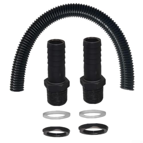 ZiStarlilife Kit de conexión de tubería de 38 mm, manguera flexible para dos barriles de lluvia, sistema de recogida de agua de lluvia con accesorios, negro (0,5 m)