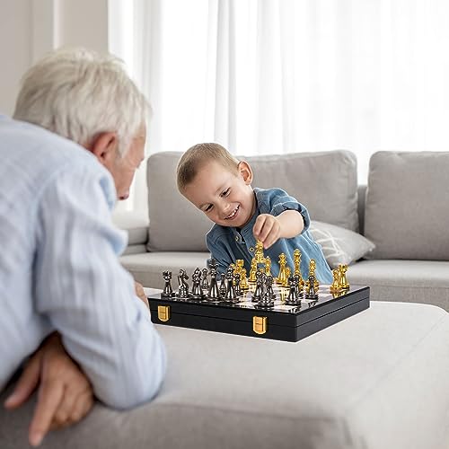 Agirlgle GUNJINCHESS Metal Chess Set For Adults And Kids – Marbling Chess Board thumb #8