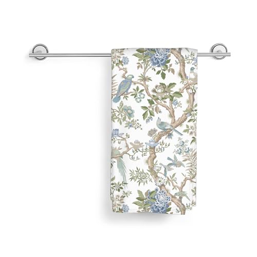 Image of Chinoiserie Floral Kitchen Towels Blue Green White Flowers Bird Spring Dish Towels, 16x24 Inch Farmhouse Summer Holiday Decoration Absorbent Hand Towels for Kitchen Drying Decor Set of 2