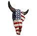 Top Brass USA Flag Faux Steer Bull Cow Skull - Wall Mount Head - Rustic Western American Art Decor