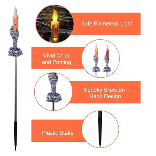 ILLUMINEW Halloween Decorations Outdoor, Solar Pathway Lights, 10 Pack - image 3