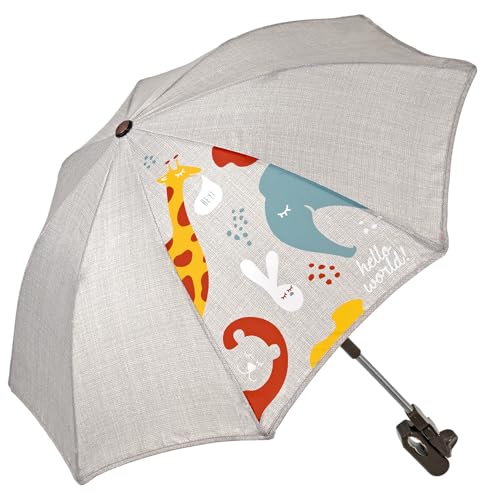 PERLETTI Ombrello Passeggino Parasole Universale Anti UV - Ombrellino da Sole Pioggia per Bambino Neonato con Stampa...