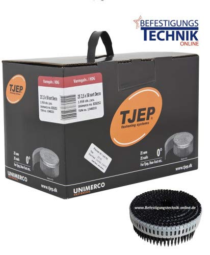 2,5x50mm Ring feuerverzinkt schwarz DEKRA IcoPal Tjep ZE Duo Fast Coilnägel 0° plastmagazinirt