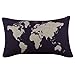 Ammazona Pillowcase, Dark Blue World Map Burlap Linen Pillow Case Decorative Pillow Cushion Cover
