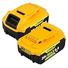 2 Packs 20V Max Battery Replacement for DEWALT 20V Battery Compatible with Dewalt Battery DCB200 DCB205 DCB206 DCB208 DCB180 DCD/DCF/DCG Series Cordless Tools with 3-LED Indicator