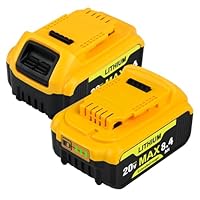 2 Packs 20V Max Battery Replacement for DEWALT 20V Battery Compatible with Dewalt Battery DCB200 DCB205 DCB206 DCB208 DCB180 DCD/DCF/DCG Series Cordless Tools with 3-LED Indicator