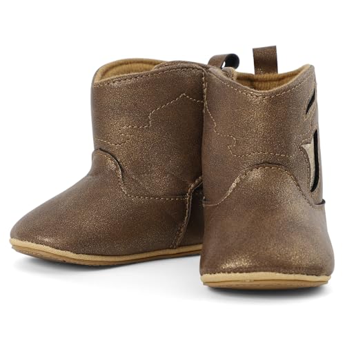 ESTAMICO Toddlers Western Cowboy Boots Non Slip Leather Ankle Booties2