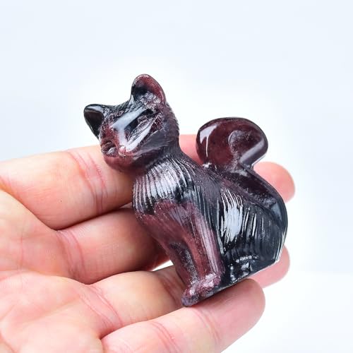 Estatua de Gato de Cristal Natural Garnet 6 cm miniatura 3