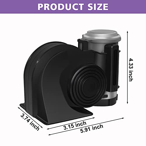 Cairhornce A1234 Train Horn Air Horn For Truck, 12V 150Db Super Loud Snail Car Horn Kit Electric Train Horn thumb #5