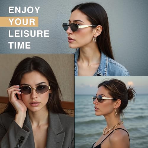 Trendy Oval Sunglasses Stylish Shades for Everyday Retro Metal Frames4