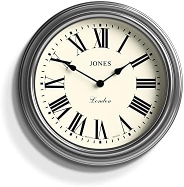 Jones Clocks® Venetian Wall Clock - Round Wall Clock - Classic Traditional Design - Designer Wall Clock - Kitchen Clock - Living Room Clock - Office Clock - Decorative Case (Black/Arabic Numerals)