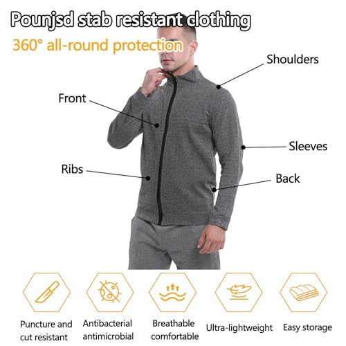Pounjsd chaleco anticorte,Camiseta protectora de nivel 5, chaleco anticortes vigilante de seguridad, ropa Anti cuchilla camisetas tácticas, chaleco tactico Oculto, Ropa De Trabajo De Seguridad