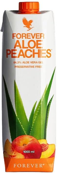 Aloe Peaches, 1000ml, Peach Flavored Aloe Vera Gel, 83.4% pure inner leaf Aoe Vera gel, No added preservatives, Gluten Free, Vegan friendly