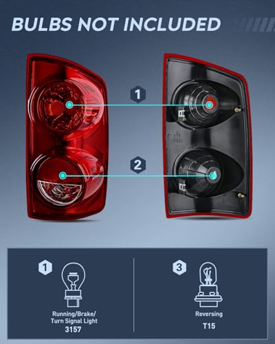 Image of Nilight Taillight Assembly Compatible with 2007 2008 Dodge Ram 1500