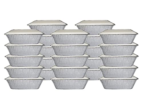 Party Bargains 5 Lb. Aluminum Foil Pans With Board Lids - [50 Count] 9 X 7 Inch Oblong Pan Food Container - Hot And Cold Use #TOP5