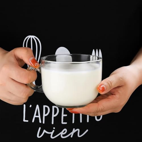 Image of Round Transparent Glass Tea Cups Set of 8 (150 ml), Clear Coffee Mugs with Handle for Daily Use