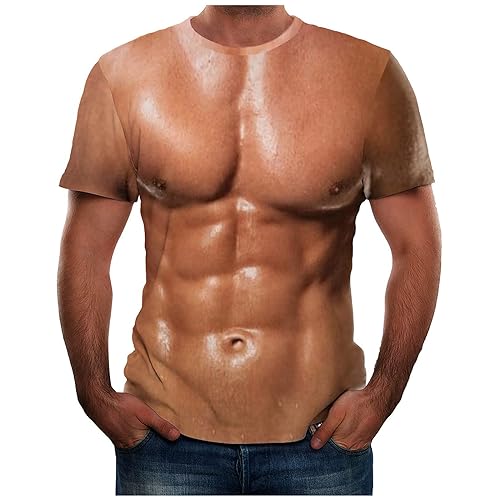 Amazon.com: Funny 3D Muscle Printed Men's Short Sleeve T-Shirt 3D