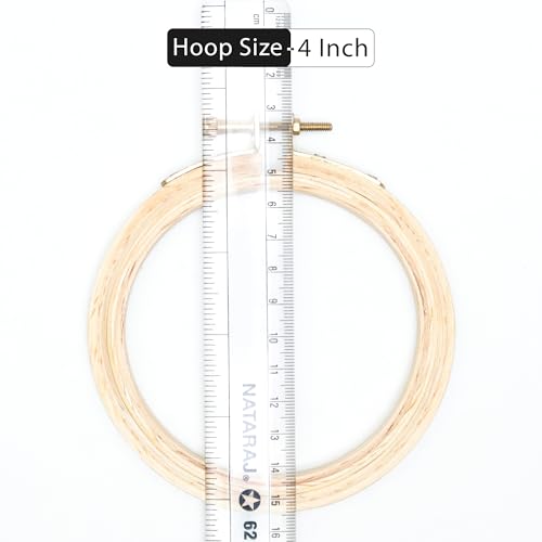 Image of Embroiderymaterial 4 Inch Round Wooden Embroidery Hoop Frame with Brass Metal Screw (1 Piece)