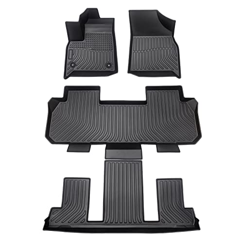 Cartist Floor Mats Custom Fit for 2018-2023 Chevrolet Traverse 7 Seat with 1st 2nd and 3nd Row TPO Odorless High Edge Floor Liners for Traverse with 2nd Row Bucket Seats