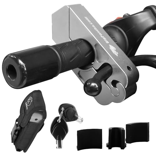 BigPantha Motorcycle Grip Lock - Heavy Duty Brake/Handlebar/Throttle Security for Bikes, Scooters, Mopeds, or ATVs in Under 5 Seconds - Anti-Theft Device With Free Holster (Silver)