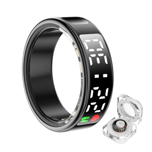Smart Health - Anillo LED con frecuencia cardíaca, oxígeno en sangre, presión arterial, monitor de sueño, podómetro, IP68 resistente al agua, para iPhone y Android, sin cuota de suscripción, (tamaño
