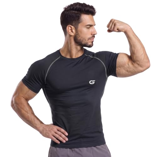 Image of GYMIFIC Men's Compression T-Shirt | Half Sleeve Gym Workout T Shirt for man | Round Neck Quick Dry Stretch Athletic Sports Tee