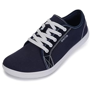 WHITIN Women’s Canvas/Leather Barefoot Shoes | Wide Width Minimalist Sneakers | Classic Fit Low Top