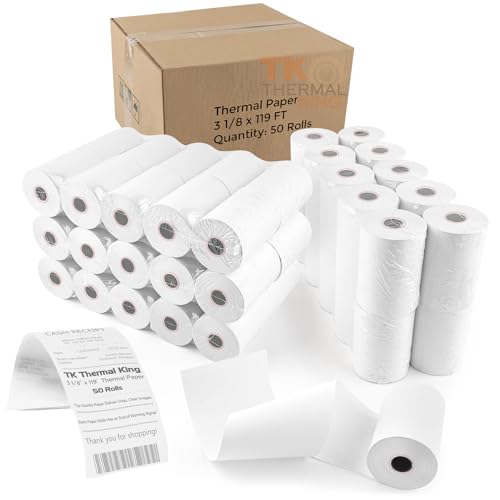 Thermal Paper 50 rolls 3 1/8" x 119' for POS receipts